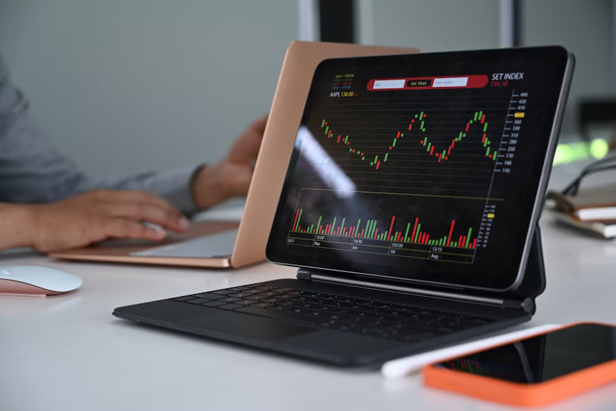 What is a prop firm - stock trading chart on laptop screen